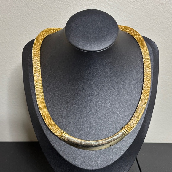 Chic Mesh Gold-Tone Necklace Accent Y2K 80’s - Picture 1 of 7